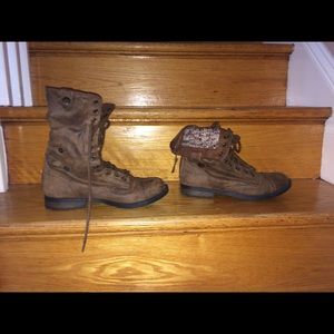 Brown combat boots