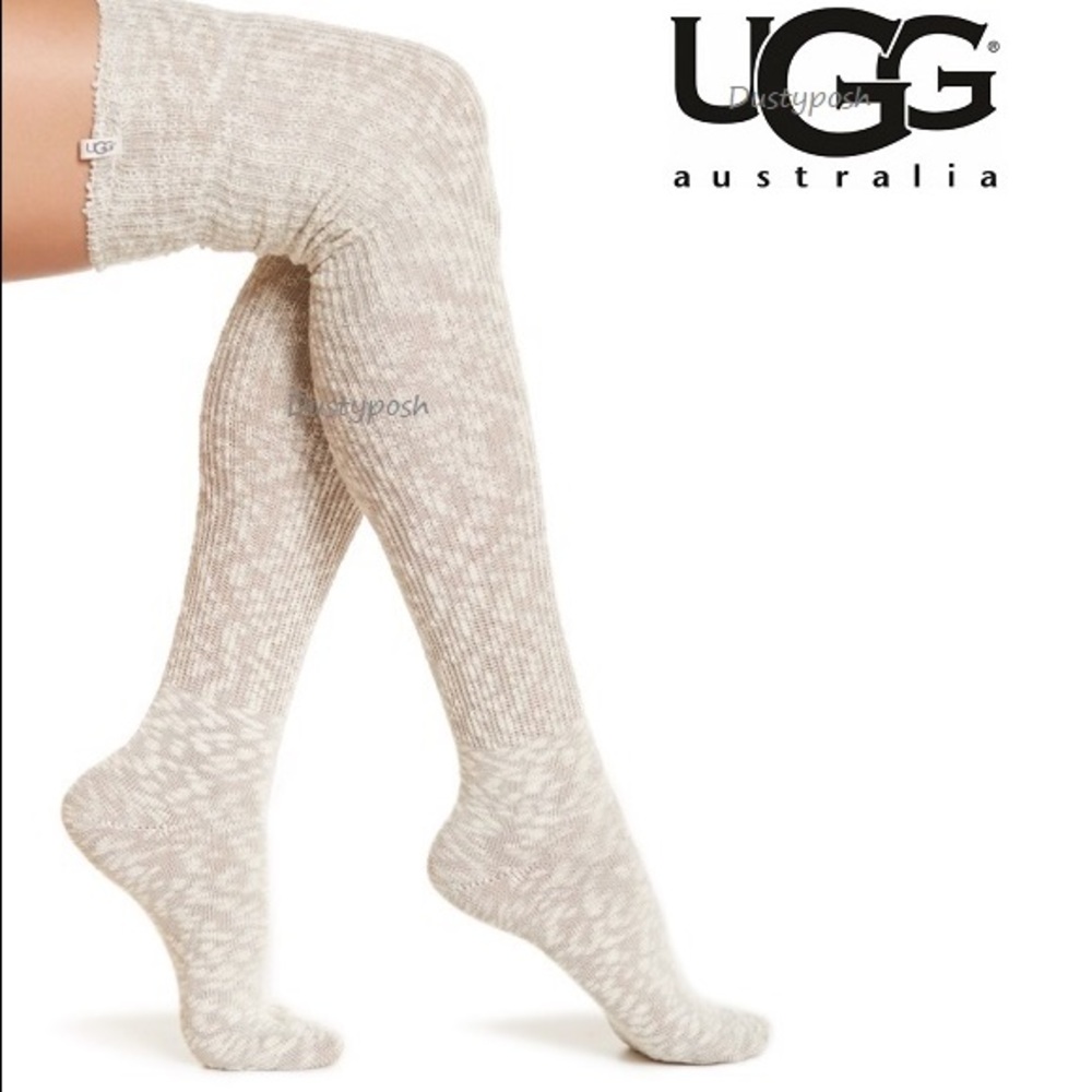 UGG Over The Knee Socks Thigh High Cotton OTK New Rare Discontinued Cozy Warm - Picture 3 of 5