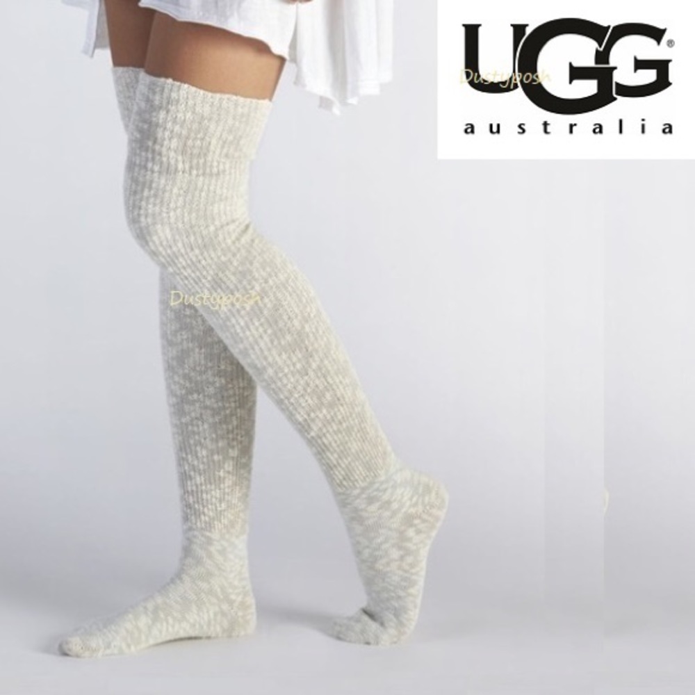 UGG Over The Knee Socks Thigh High Cotton OTK New Rare Discontinued Cozy Warm - Picture 2 of 5