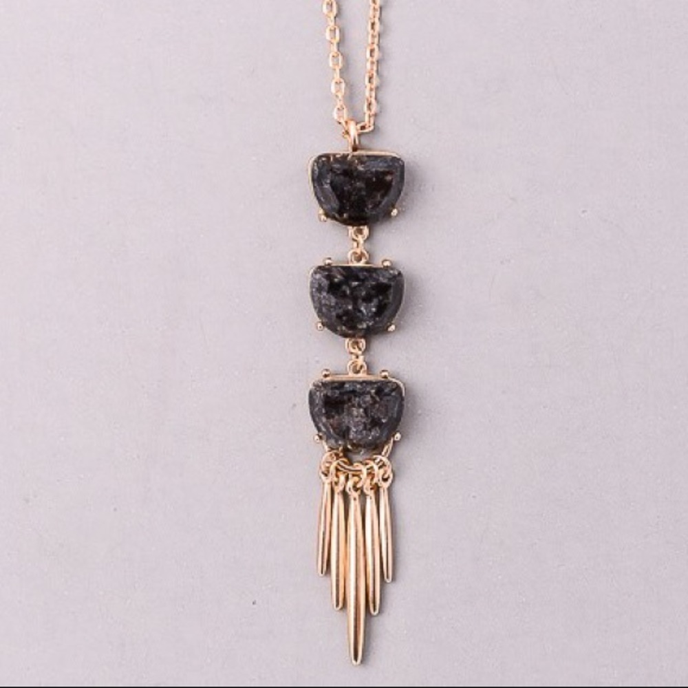 Black Marble 3 Tier Necklace