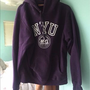 NYU purple sweatshirt
