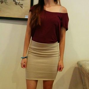 Tan Bodycon Pencil Skirt