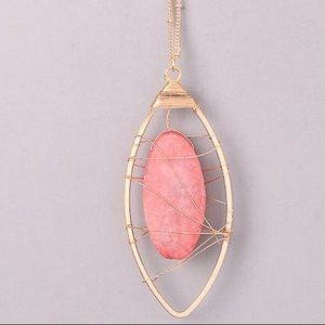 Rose Stone and Wire necklace