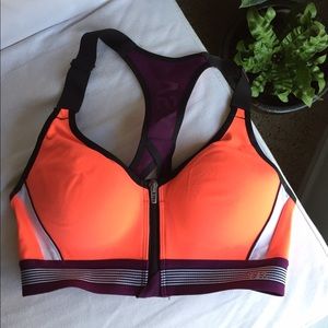 VSX Neon Orange Zip Front Sports Bra
