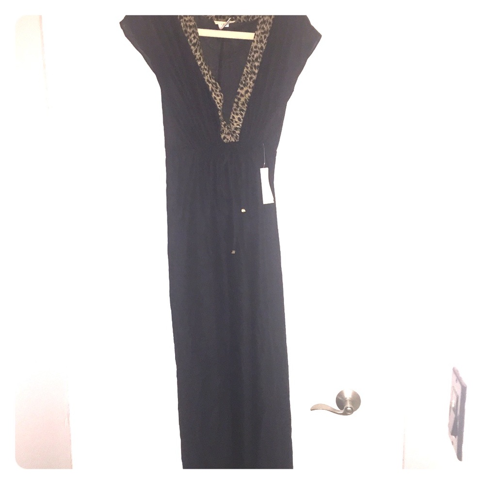 Michael Kors Black/Cheetah Maxi Dress/Swim Cover
