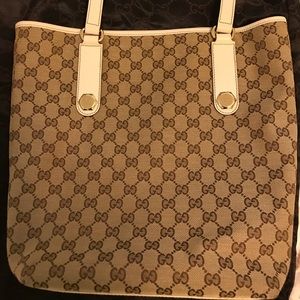 Authentic Gucci monogram tote (ivory) w/ dust bag