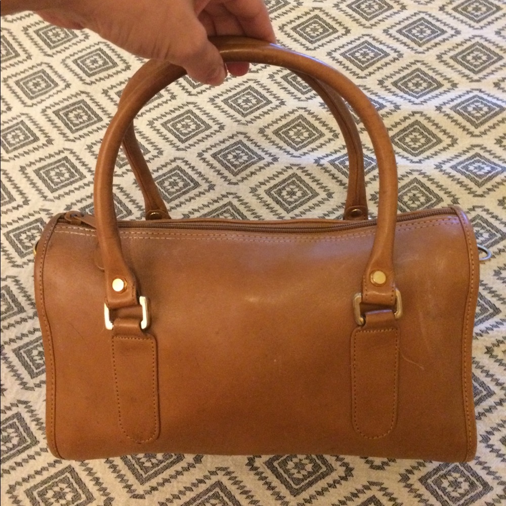 Vintage Camel Leather Handbag by Brookstone