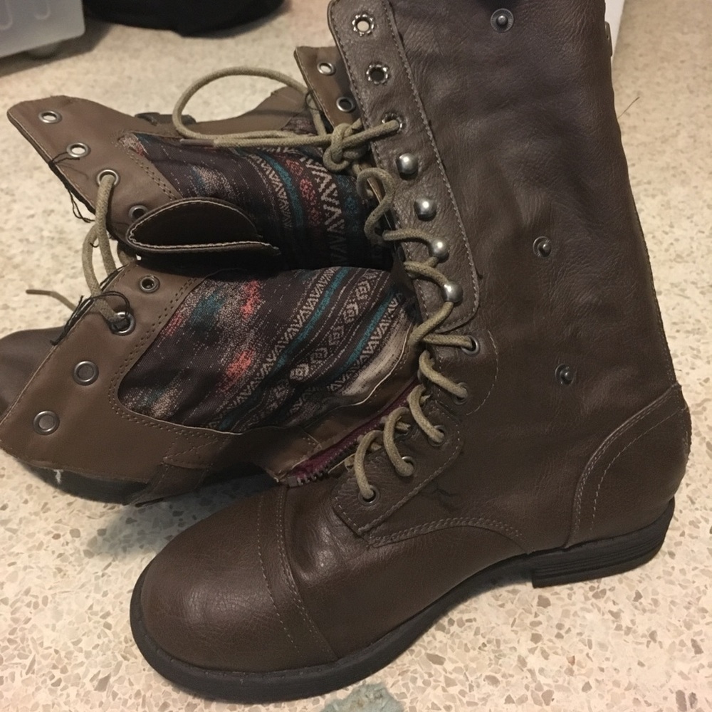 Madden Girl Brown Combat Boots