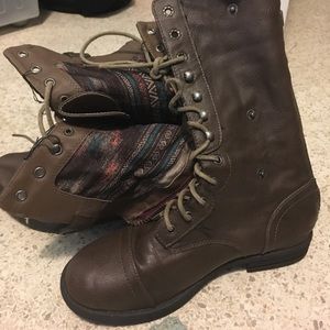 Madden Girl Brown Combat Boots