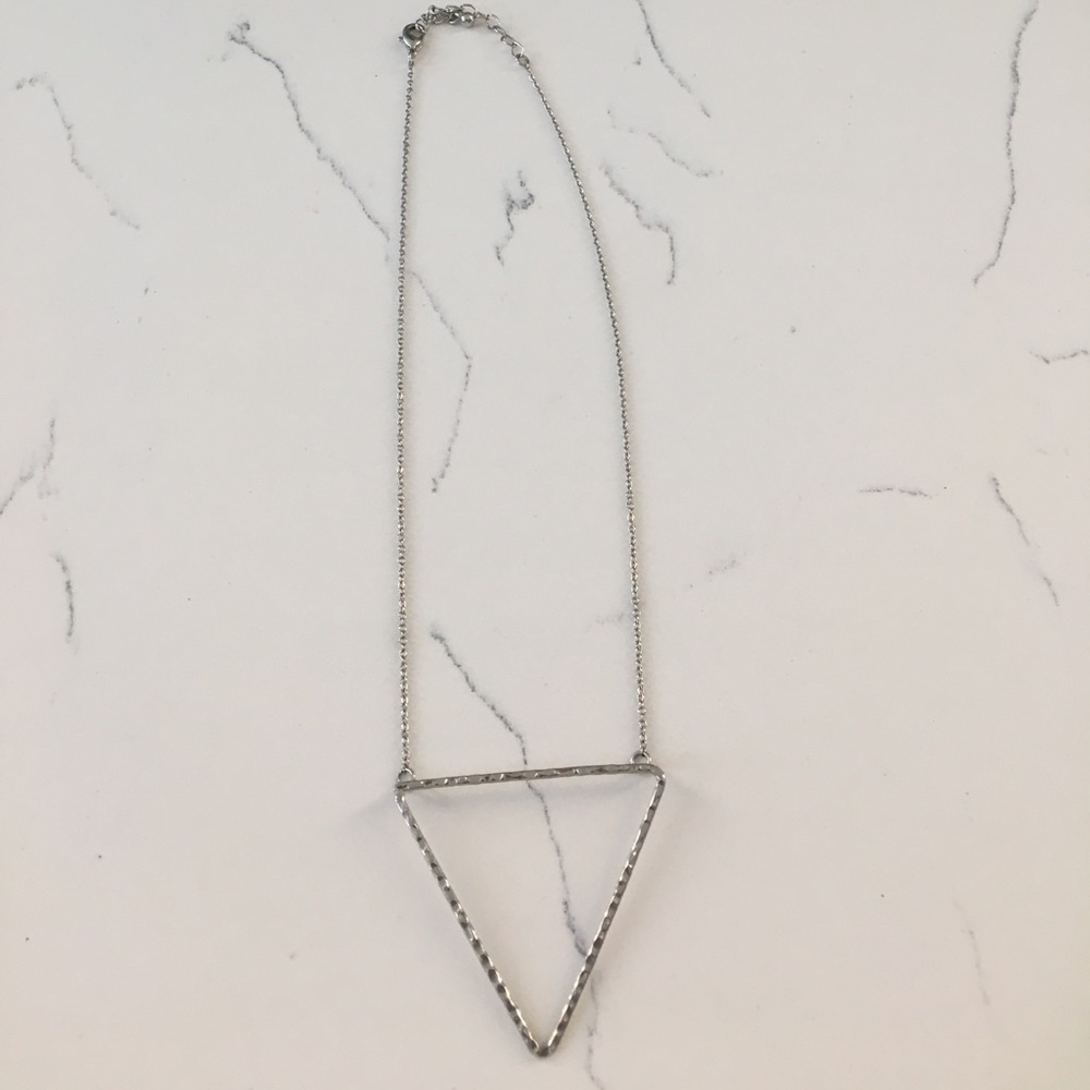 Silver triangle statement necklace