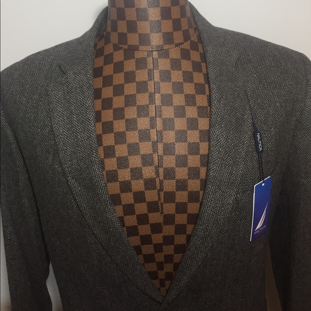 Nautica- Ocean Brown Wool Herringbone Blazer 46L