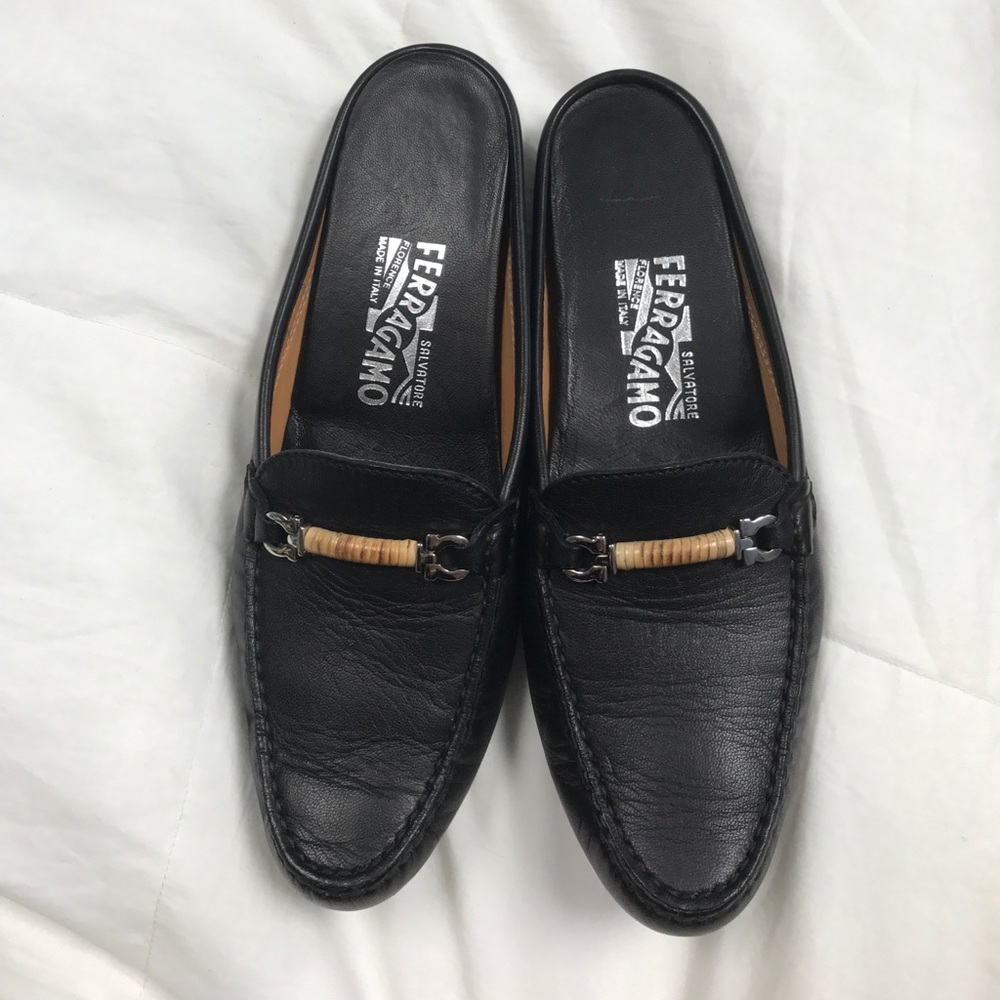 Ferragamo Black Flats NWOT