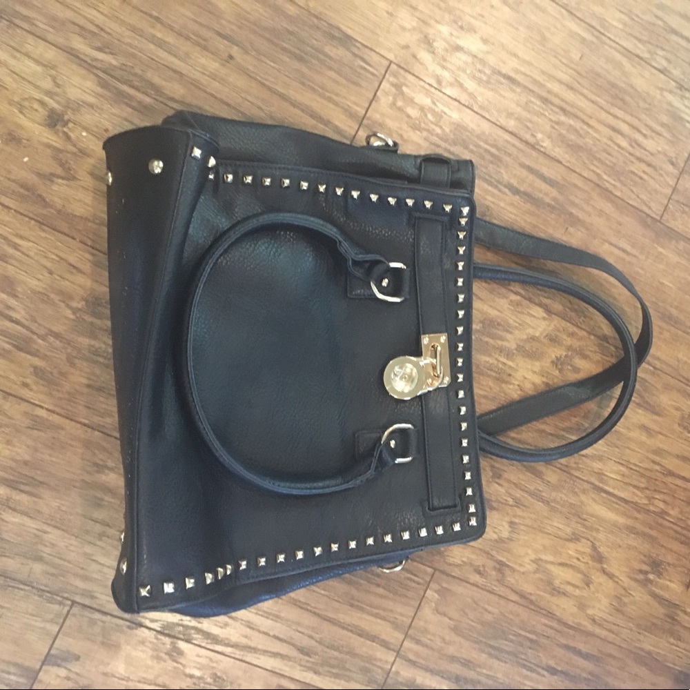 Black Tote with Gold Studds