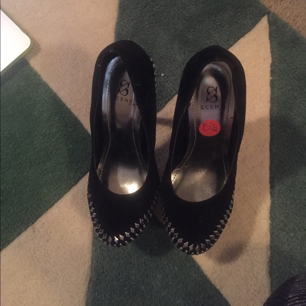 Black studded platform heels