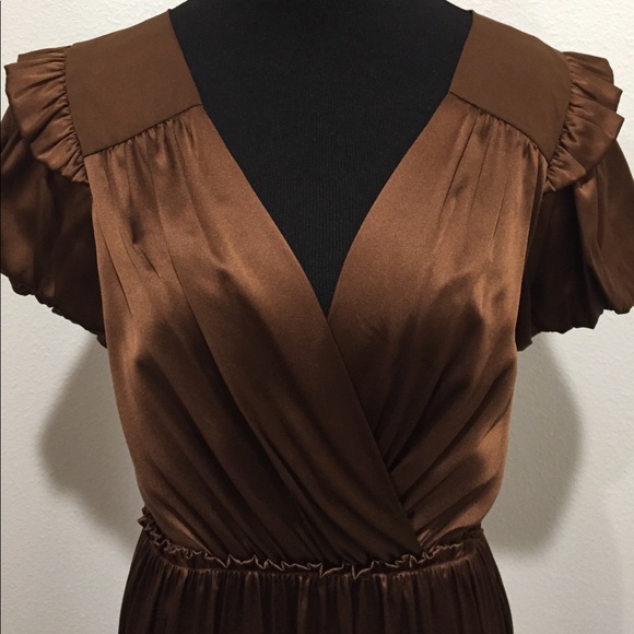BCBG Max Azria Brown Silk Cocktail Dress size 10 - Picture 2 of 5