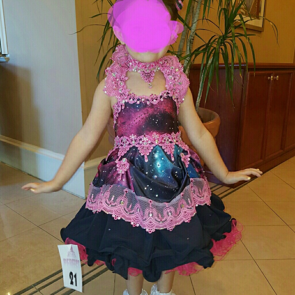 4-6 girls custom galaxy pageant formal dress