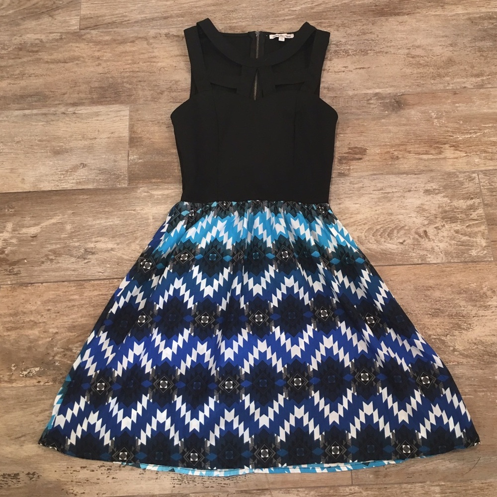 Black and Blue Skater Dress