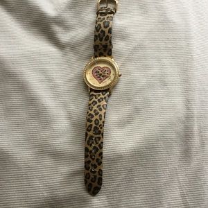 Betsey Johnson leopard heart watch