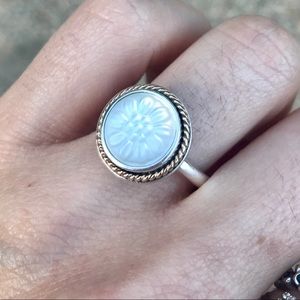 Pandora daisy signet two tone stackable ring