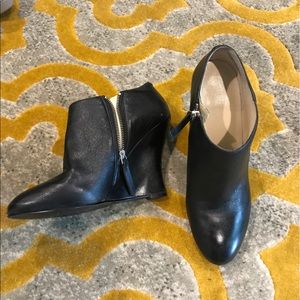 LEATHER wedge zip up booties Nine West