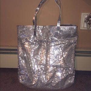 Silver sequin tote
