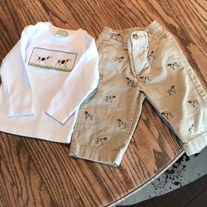 Adorable Pointer Dog Smocked Shirt Only