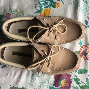 Tan boat shoes