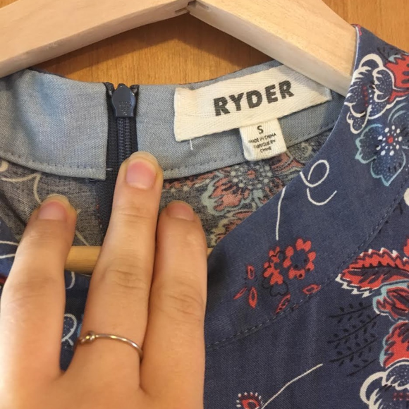 Ryder X UO Blue Floral Printed Fit & Flare Dress - Picture 4 of 7