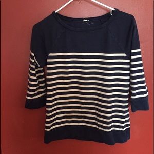 Navy blue and white striped sweater