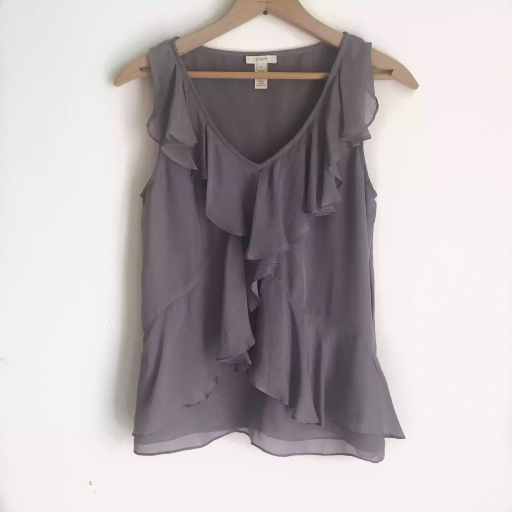 J.Crew Silk Ruffle Tank