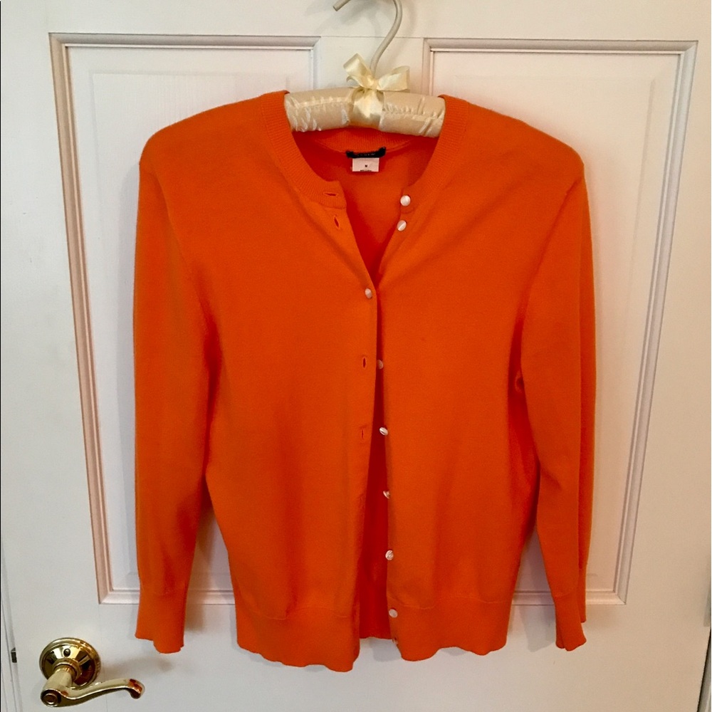 J Crew orange cardigan