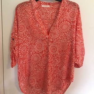 Orange and White blouse