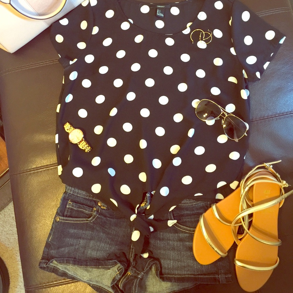 Forever 21 Black and White Polka Dot Blouse