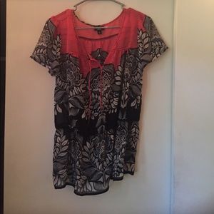 Red and black pattern blouse