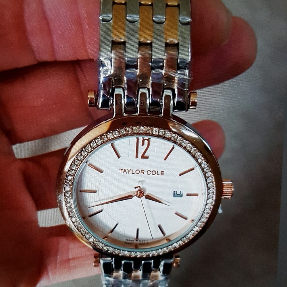 Taylor Cole rose gold tri color ladies watch