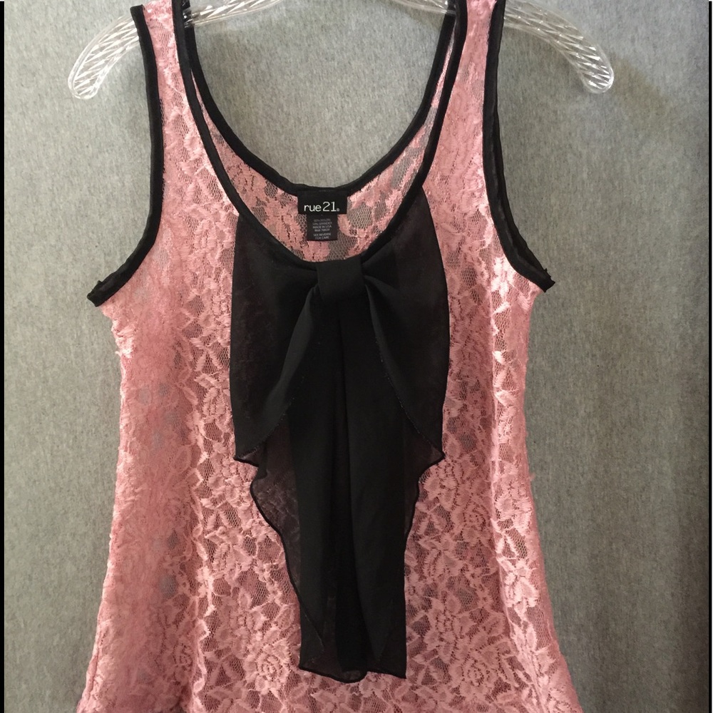 Rue 21 Lace top with chiffon bow in front.