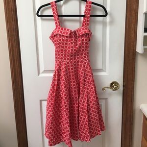 Red pinup style dress.