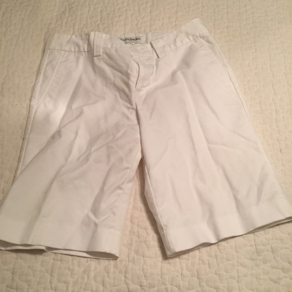 Banana Republic White Bermuda Shorts