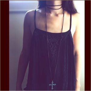 Cross long length choker/ necklace