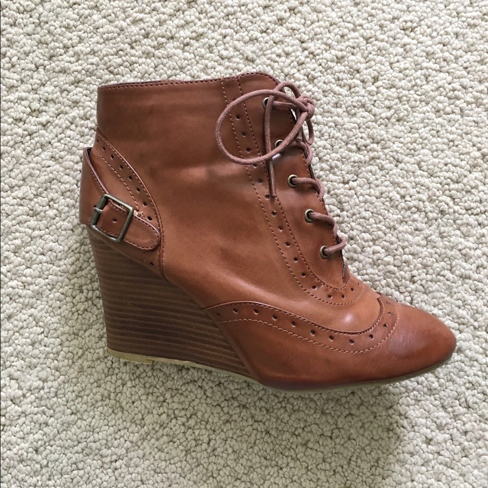 Chinese Laundry Wedge Booties in Tan