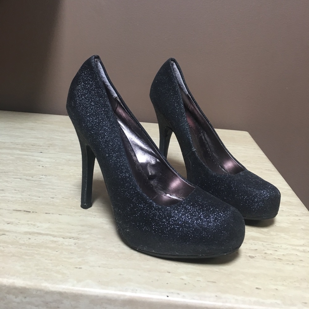 Glitter black heels