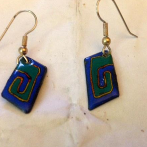 Vintage Blue Enamel Earrings