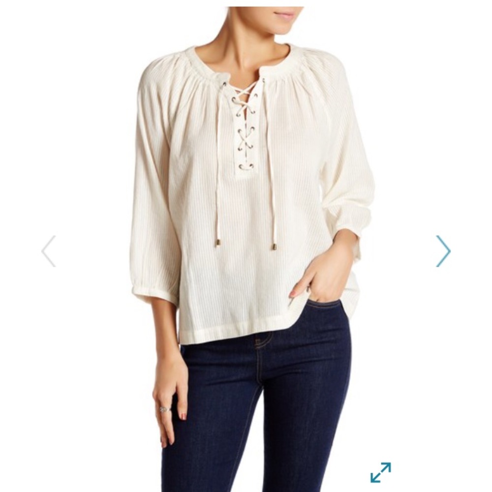 Joie blouse with lace-up front, size large