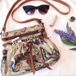 Fossil Floral Garden Canvas Crossbody Purse