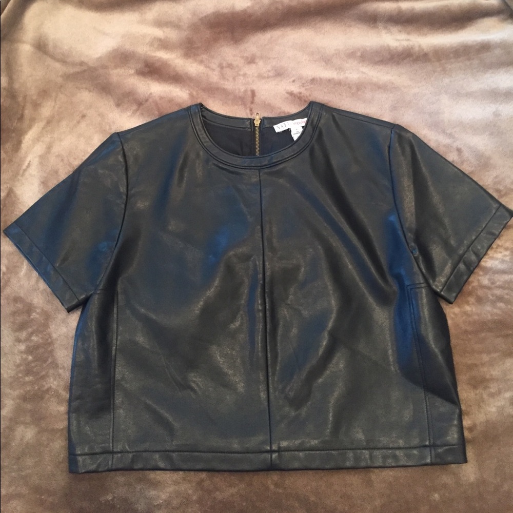 Black Faux Leather Crop Top