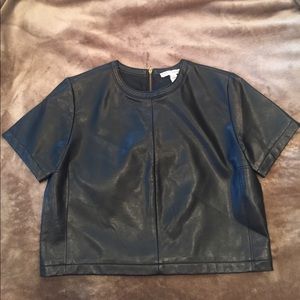 Black Faux Leather Crop Top