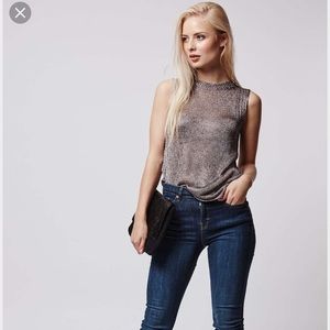 Topshop Metal Yarn Tank Top
