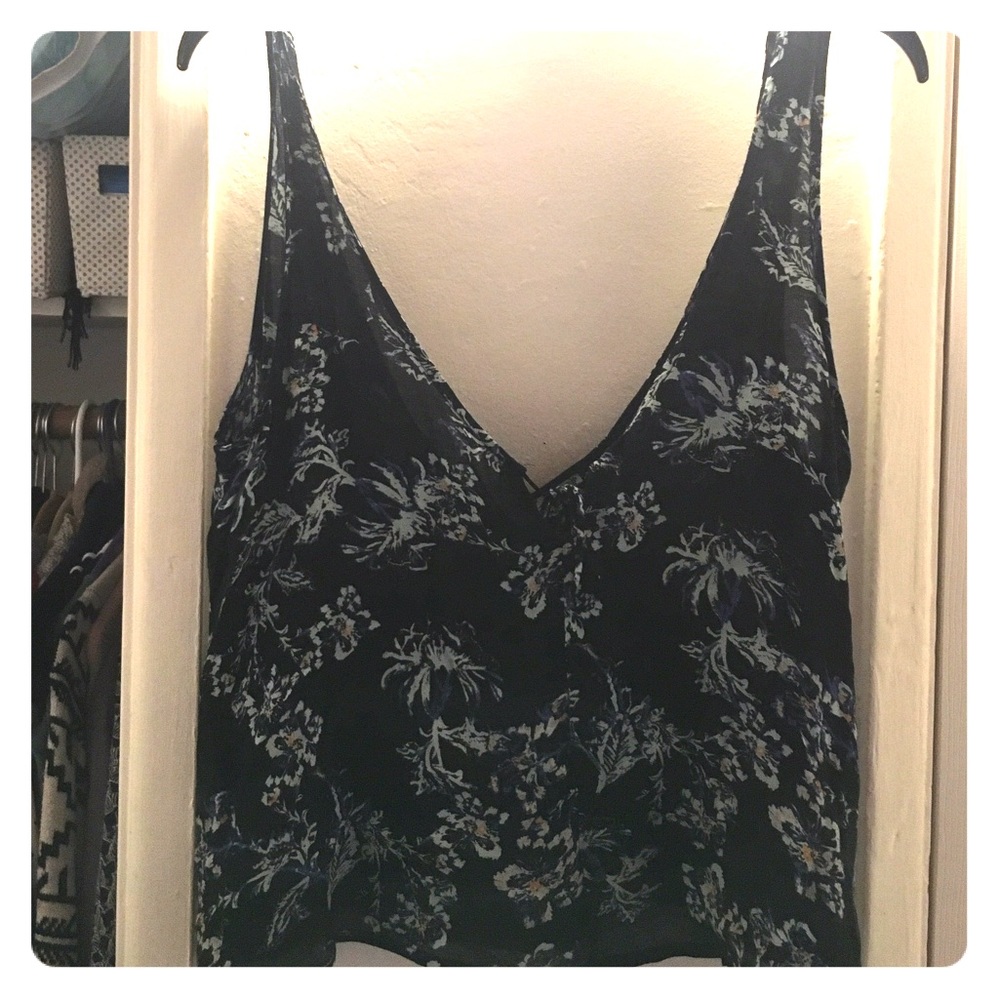Free People blue and black floral tank