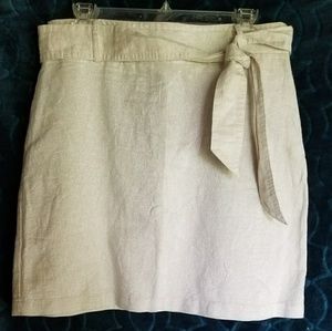 Metallic linen blend mini skirt