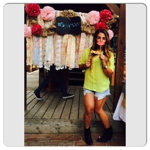 Chiffon V-neck Yellow Top